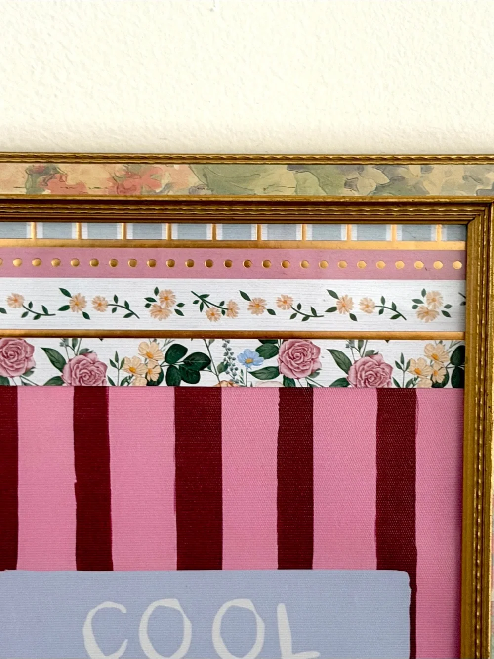 Cool Dogs Live Here Baroque Floral Vintage Maximalist Canvas Art Print Framed